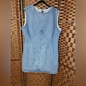 Women’s Denim Sleeveless Sheath Dress – XXL Jean Blue